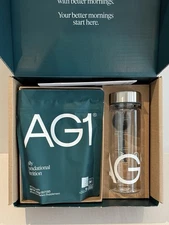 AG1 Starter Kit - 30 Day Supply Exp 01/26 Glass Shaker Bottle & Scoop