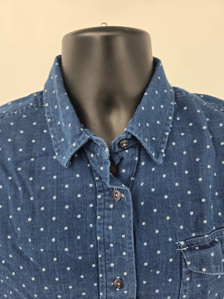 Camisa Polo Mujer Lauren Ralph Lauren Grande Azul Blanco Lunares Manga Larga Foto 4 de 4