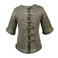 Medieval Chainmail Shirt Mild Steel Armor Flat Riveted Ring Reenactment Costume