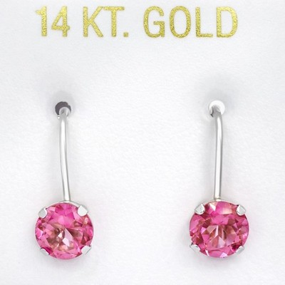 ECHTE 2,64 kt ROSA SAPHIR BAUMELNDE OHRRINGE 14 kt WEISSGOLD - kostenlose Bewertung 