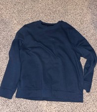 Nautica Men's Pullover Crew Neck Knit Sweatshirt Navy Blue Logo Size L