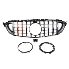 Kühlergrill Schwarz Carbon Look + Rote Leiste für Mercedes C W205 S205 2015-2021 Kühlergrill Schwarz Carbon Look + Rote Leiste für Mercedes C W205 S205 2015-2021