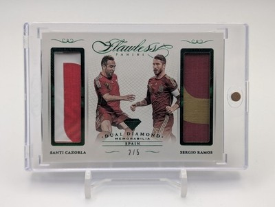 2015-16 Panini Flawless Ramos & Carzola DUAL MATCH WORN PATCH /5 Emerald Spain