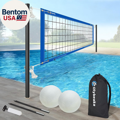 Base Free Swimming Pool Volleyball Net Set for Inground Pools with 3-Height Adju