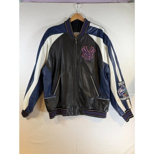 Vintage Carl Banks NY Yankees 1999 World Series Leather Jacket XL - product listing photo