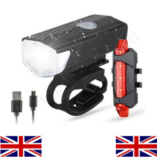 Mountain Bike Lights USB Rechargeable Bicycle T6 LED Torch Front Rear Lamp Set