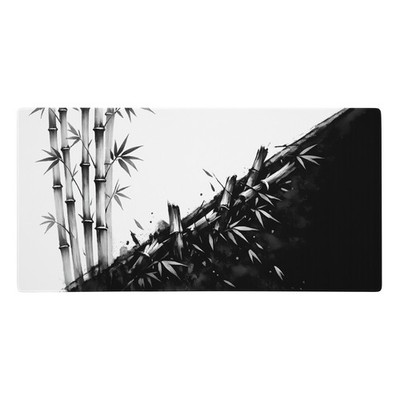 Minimalist Bamboo Zen Duality Gaming Mouse Pad Extended Desk Mat Black White Art