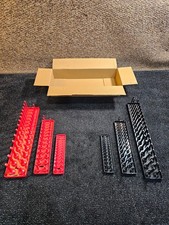 Aiuitio 6-piece Organizer Tray Red Sae Black Metric Socket Storage Trays