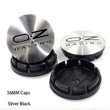 4 x 56mm Racing OZ Silber Schwarz Chrome Satz Nabenkappen Felgendeckel Radmitte
