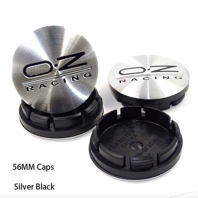 4 x 56mm Racing OZ Silber Schwarz Chrome Satz Nabenkappen Felgendeckel Radmitte