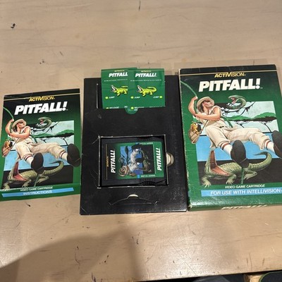 Pitfall! Intellivision Game Cartridge Complete In Box w/ Manual, Overlays CIB