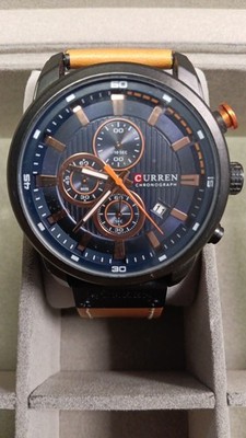Curren M:8291 Chronograph Wristwatch Men's Black Dial Stainless Steel Case