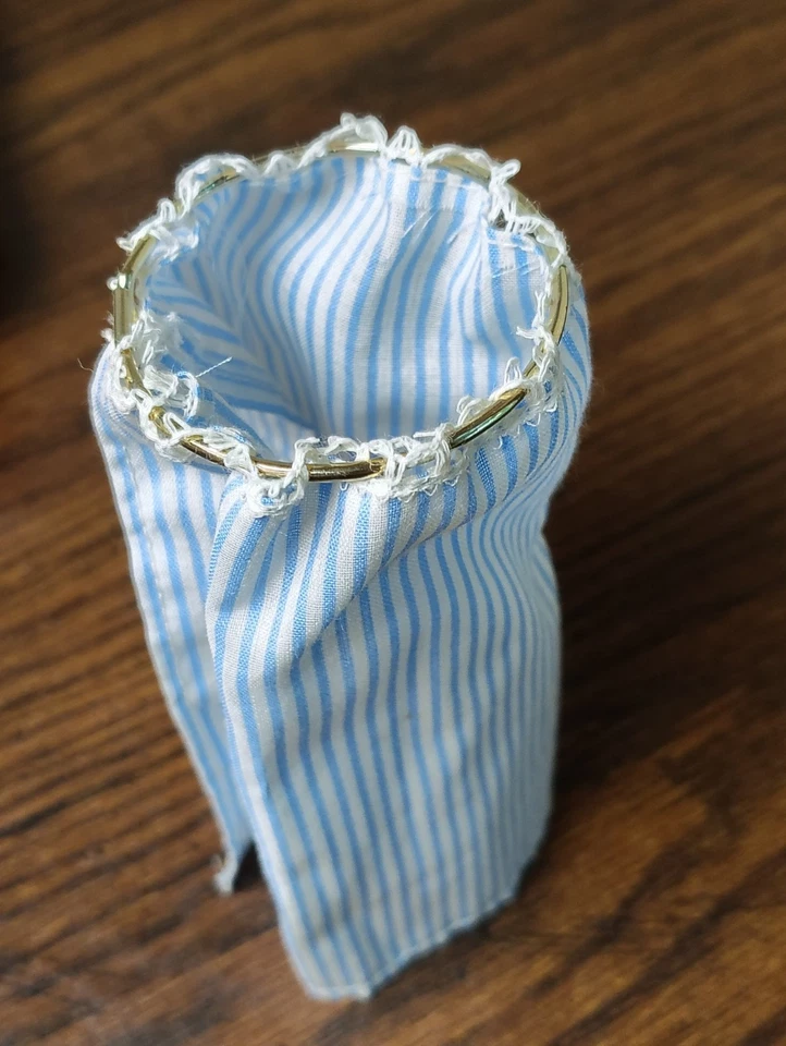 Dollhouse Circle Shower Curtain Blue & White Stripes With Wraps around Metal  - Image 3 of 4