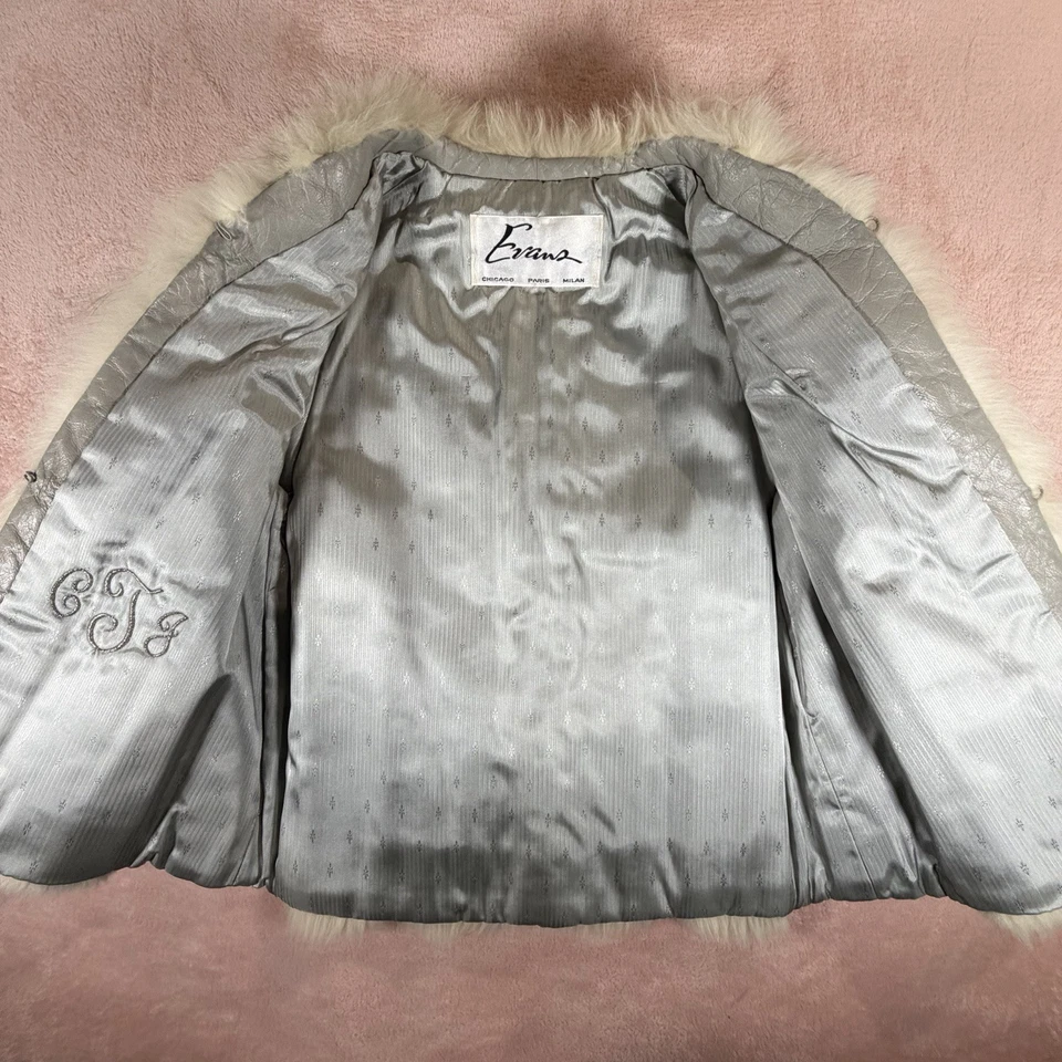 Evans 女式 M/L 银色狐狸毛皮大衣皮革口音芝加哥巴黎米兰阅读 — 第 4/4 张图片