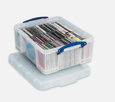 3 x 18 Liter Really Useful Aufbewahrungsboxen mit Kunststoffdeckel klar CD/DVD + KOSTENLOSE LIEFERUNG