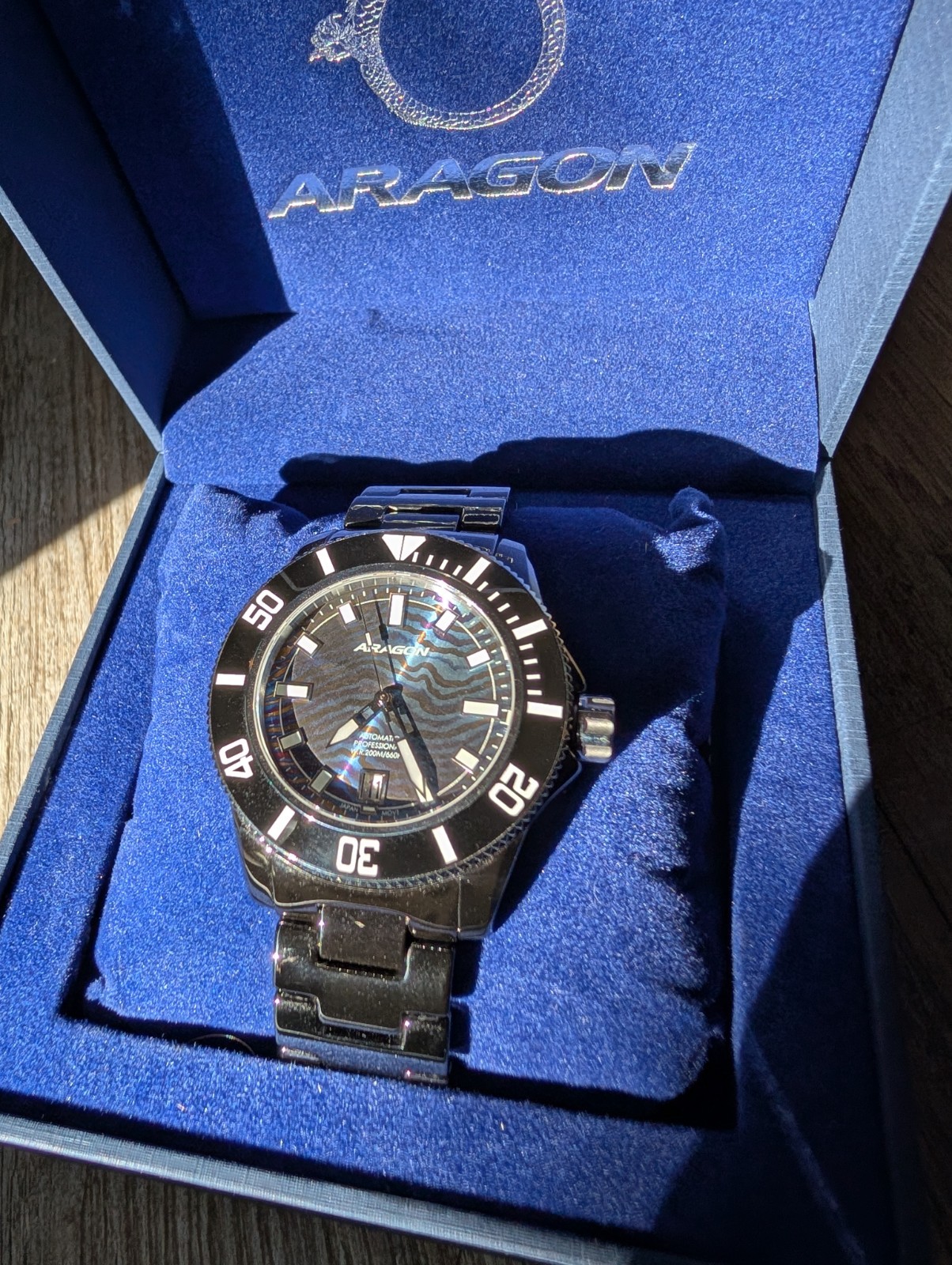 Aragon Ceramic Hercules 44mm Heat Treated Damascus Watch