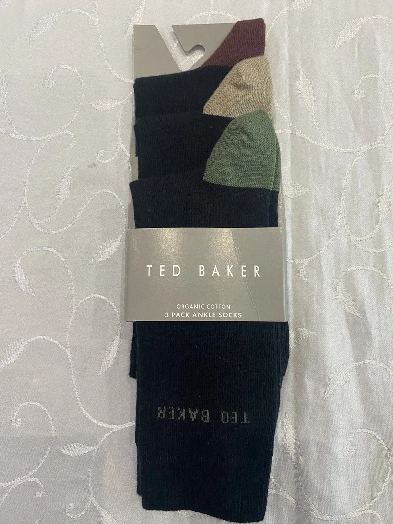 Ted Baker Men's Organic Cotton Socks -3 Pair Pack (One Size )