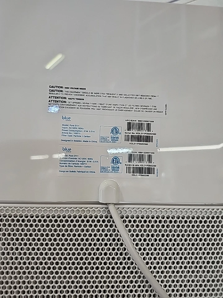 Blueair - Blue Pure 211+ 540 Sq. Purificador de aire Ft. - Blanco USADO Foto 2 de 2