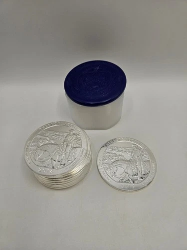 🌟 (10) 2016 ATB 5 oz Silver Theodore Roosevelt North Dakota Coins, 50 oz TOTAL