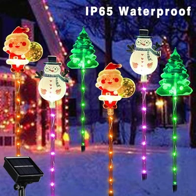 6 Packs Outdoor Garden Ground Light Solar Powered Santa Claus Snowman Christmas