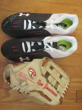 RYAN ZIMMERMAN MLB RAWLINGS GOLD GLOVE & UNDER ARMOUR CLEATS AUTO PAIR