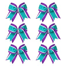 8 Inch 3 Colors 3 Layers Cheerleader Bows, Jumbo Cheerleading Bows Hair Elast...