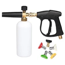 1/4" Snow Foam Pressure Washer Gun Car Wash Soap Lance Cannon Spray Jet Bottle