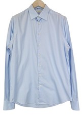 SUITSUPPLY Men's Formal Shirt 41L/16L Slim Blue Pure Cotton Button-Up Twill 