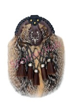 Scottish Handmade Faux Fur Brown Leathe Kilt Sporran With 5 Tessels Design