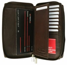 Zip around Genuine Leather Checkbook Wallet Clutch Travel Case Passport Holder