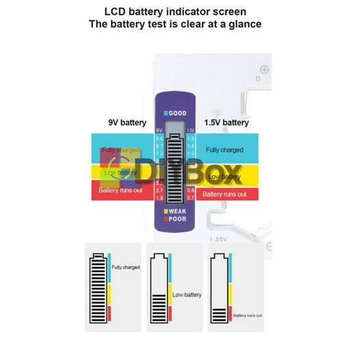 Universal Battery Tester Checker For AA AAA C D 9V 1.5V Button Cell Batteries - Picture 9 of 12