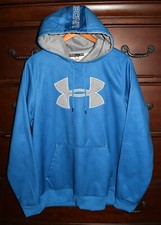 Men's Under Armour UA Blue Geometric Pullover Hoodie Sweatshirt Size Medium M