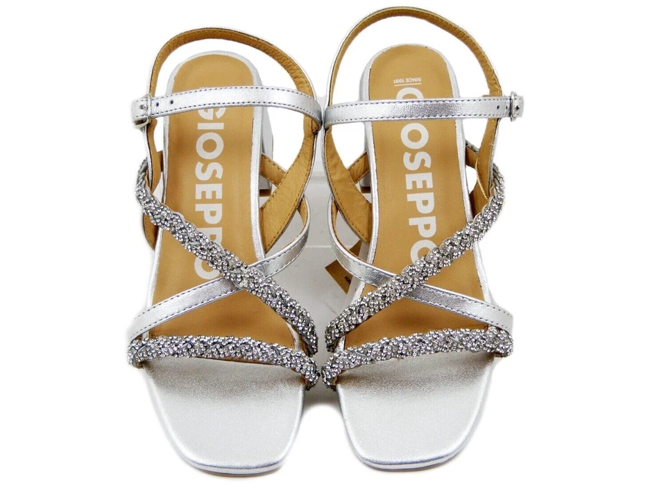 Sandali Donna Gioiello in Pelle Argento 36 Tacco Medio 5 cm GIOSEPPO - Immagine 3 di 4