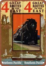METAL SIGN - 1931 Southern Pacific Eastern Routes - Vintage Rusty Look