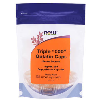 NOW FOODS Empty Capsules Gelatin Triple 000'' 200 gel caps''