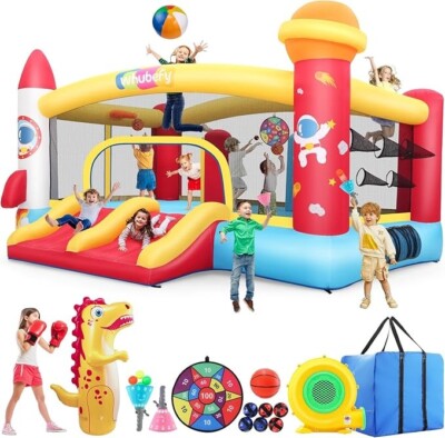  Giant Inflatable House Obstacle Course with Big Jumping Area & Double Slides 
