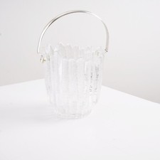 Glas Eiswürfelbehälter mit versilberter Montur Vintage ca. 14 cm hoch