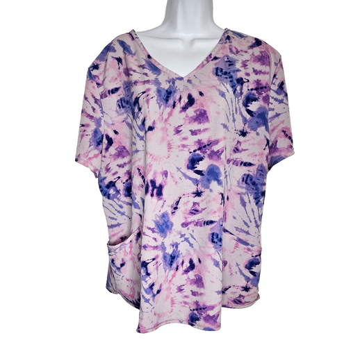 Scrubstar TIE DYE Pink/ Purple / Blue Size 2XL Scrub front Pockets