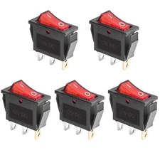 5 Pack KCD3 SPST On/Off 3-Pin 2-Position Snap Rocker Toggle Switch 12V-24V
