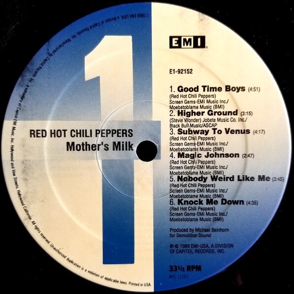 洋楽 Red Hot Chili Peppers Mother's Milk LP Red Hot Chili Peppers, Mother's Milk RHCP, LIMITED ED. 180 GRAM