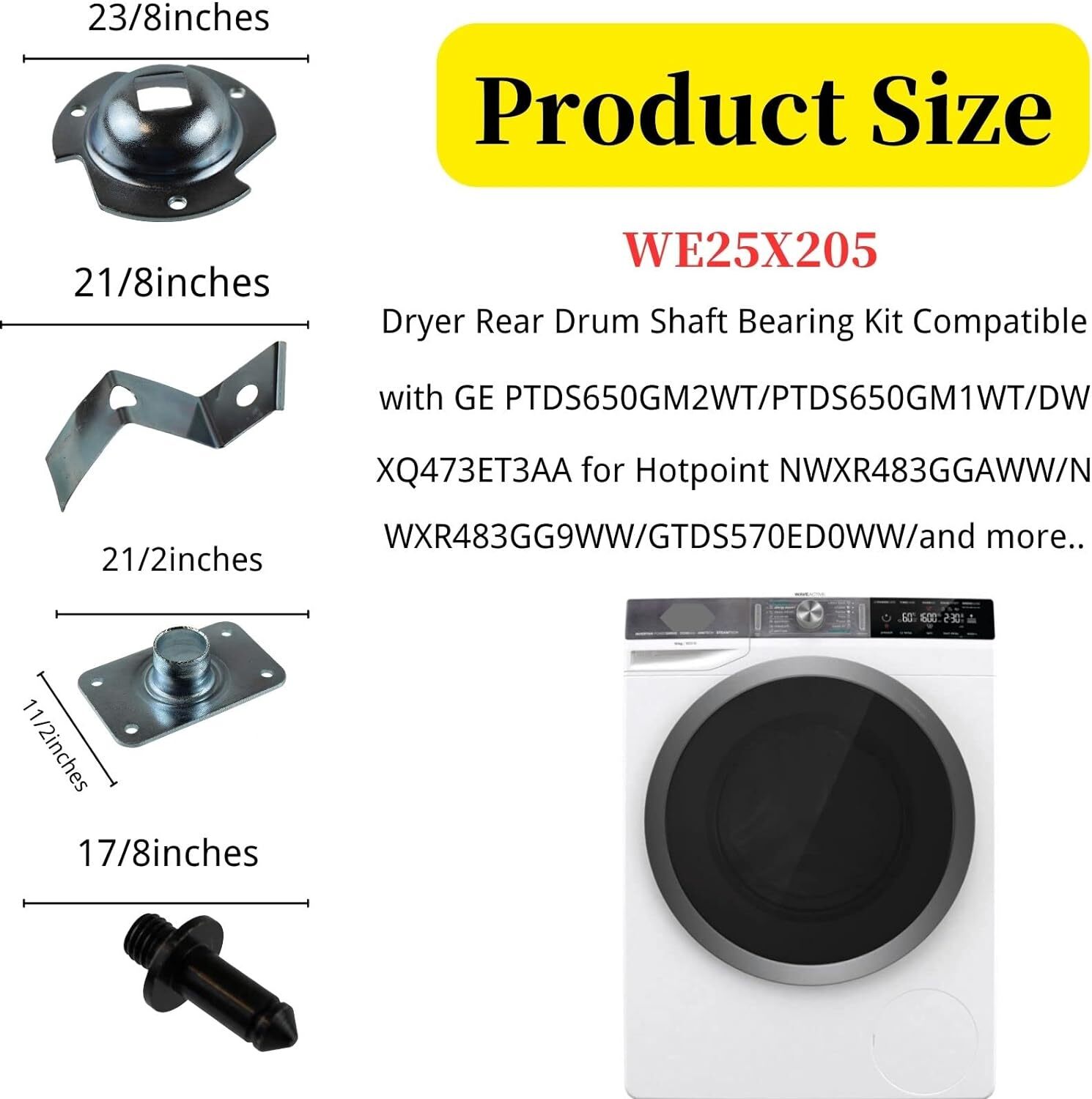 Drum Shaft & Bearing Kit For GE Dryer WE25X205 WE25M40 AP2619300