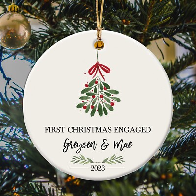 Custom Mr Mrs First Christmas Engaged Acrylic Ornament, Xmas Gifts For Couple