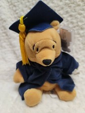 Graduation Pooh Bear WDW Disneyland MouseToys tag bean bag Plush mbbp