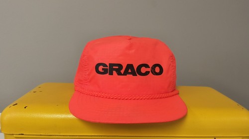 Vintage 80s Graco Snapback Hat Safety Blaze Orange - Designer Award Headwear EUC