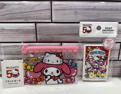 My melody hello kitty 50th anniversary zip pouch & standing mirror  set New
