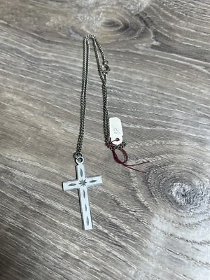 vintage cross necklace women’s jewelry Christian Catholic 18” Chain Bin 29 