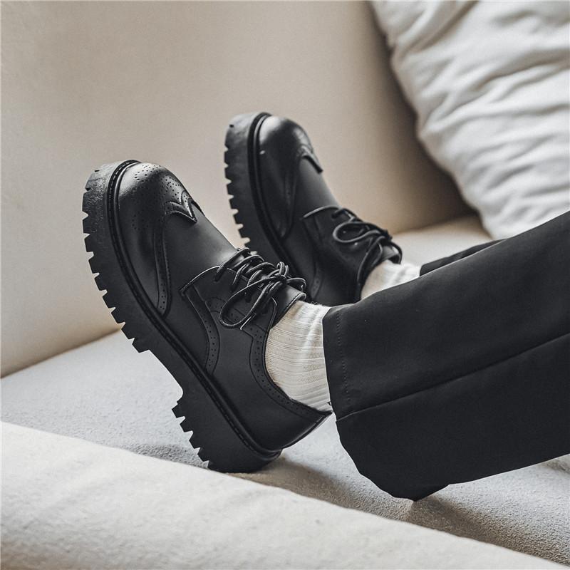 SAOLA Scarpe casual Oxford uomo British punta tonda abito piatto moda stringate plateau