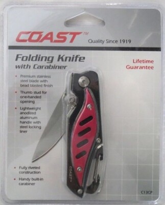 Coast C13CP 4'' Closed Folding Knife With Carabiner