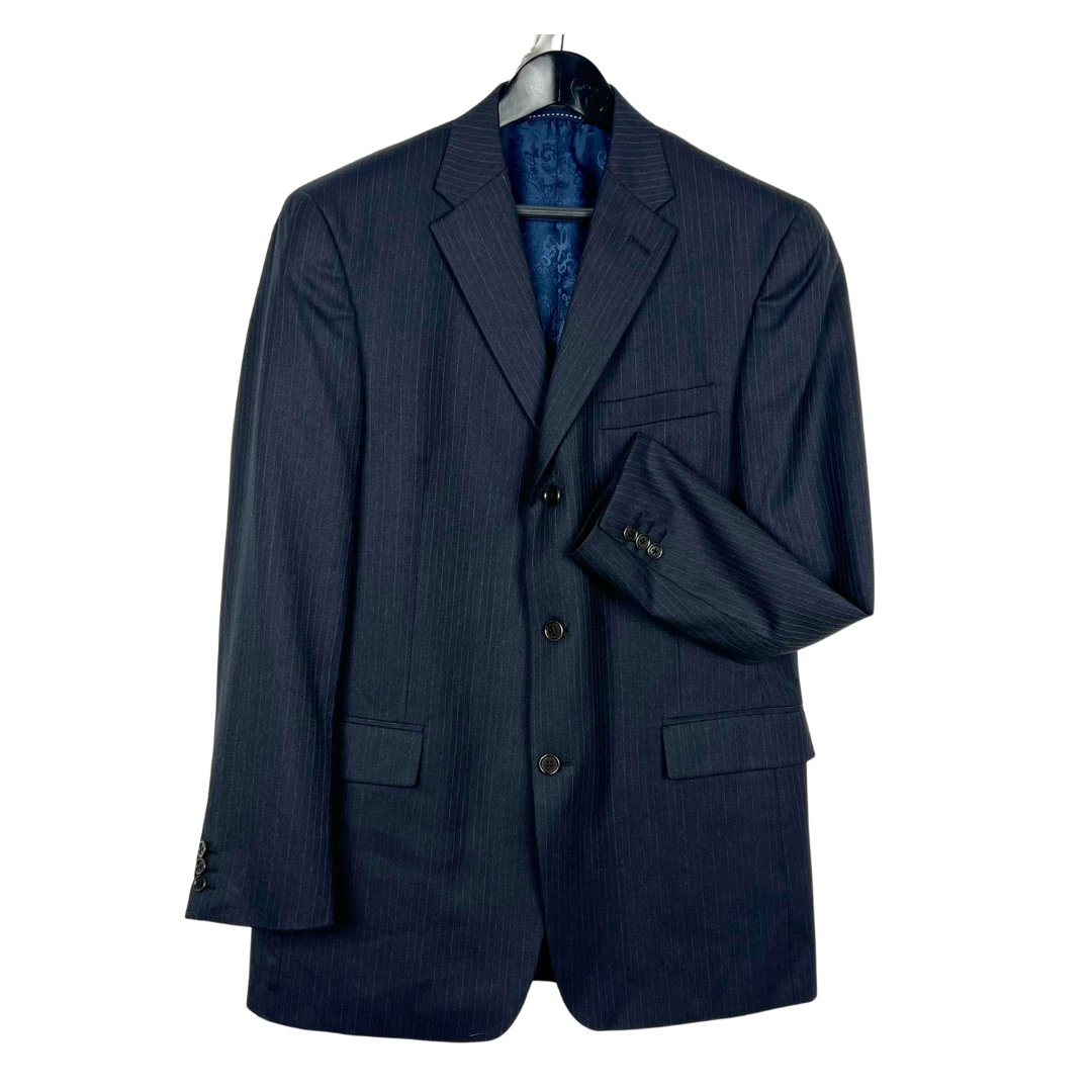 Tommy Hilfiger Mens Sport Coat 42L Wool Blazer Suit Jacket Navy Pinstripe  Lined