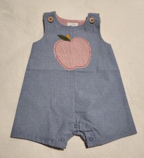 NWT Mud Pie Apple Chambray Romper 1PC Baby Boy
